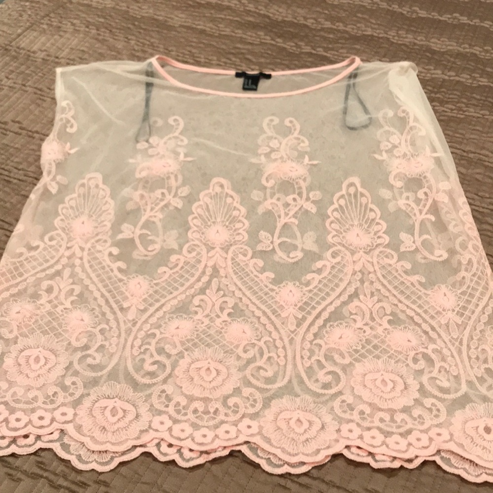 Forever 21 top, peach color, sheer, sleeveless, M - Picture 2 of 7